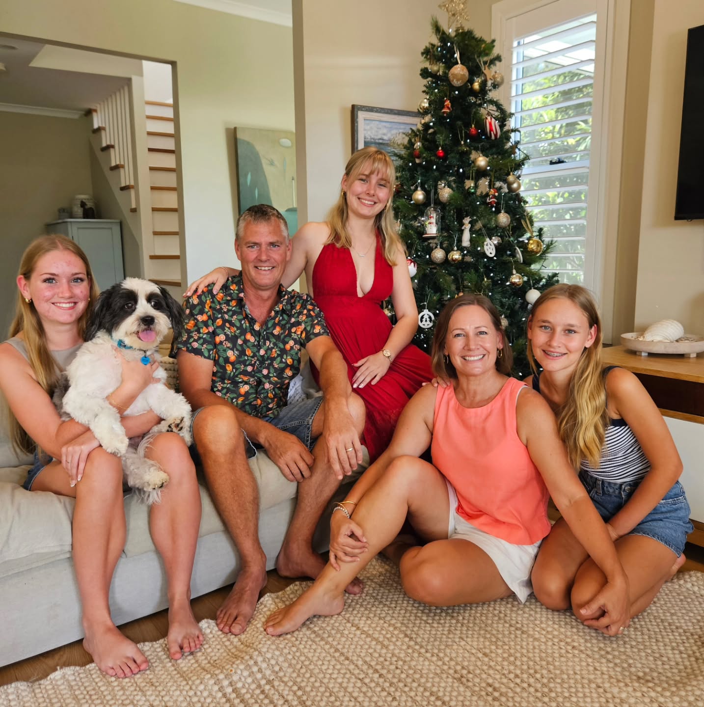 Marina, Will and their family at home on the Sunshine Coast at Christmas